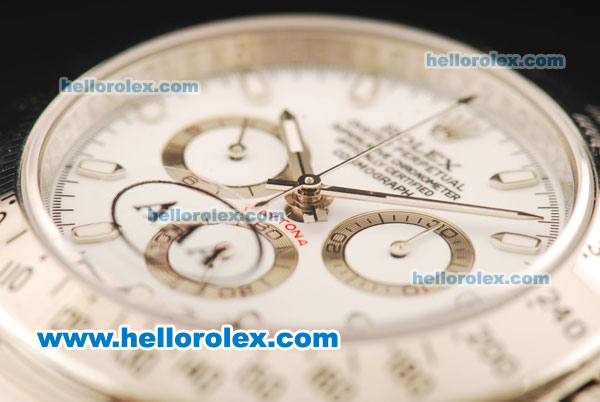 Rolex Daytona II Chronograph Swiss Valjoux 7750 Automatic Movement Full Steel with White Dial and White Markers - Click Image to Close